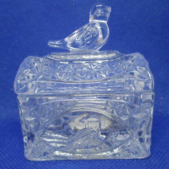 Crystal Trinket Box Song Bird Lidded Crystal Trinket Box Etched Crystal Songbird - Picture 3 of 12